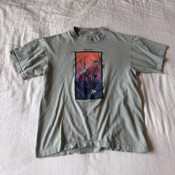 Vintage 1994 Anvil Vermont T-Shirt Sage Green Mens Medium USA Made - Picture 5 of 7